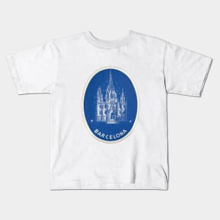 Barcelona Skyline Vintage Spain Kids T-Shirt